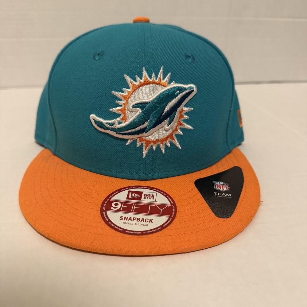 Miami Dolphins New Era 9FIFTY Snapback Hat Aqua/Orange NFL Adjustable Cap SZ S/M